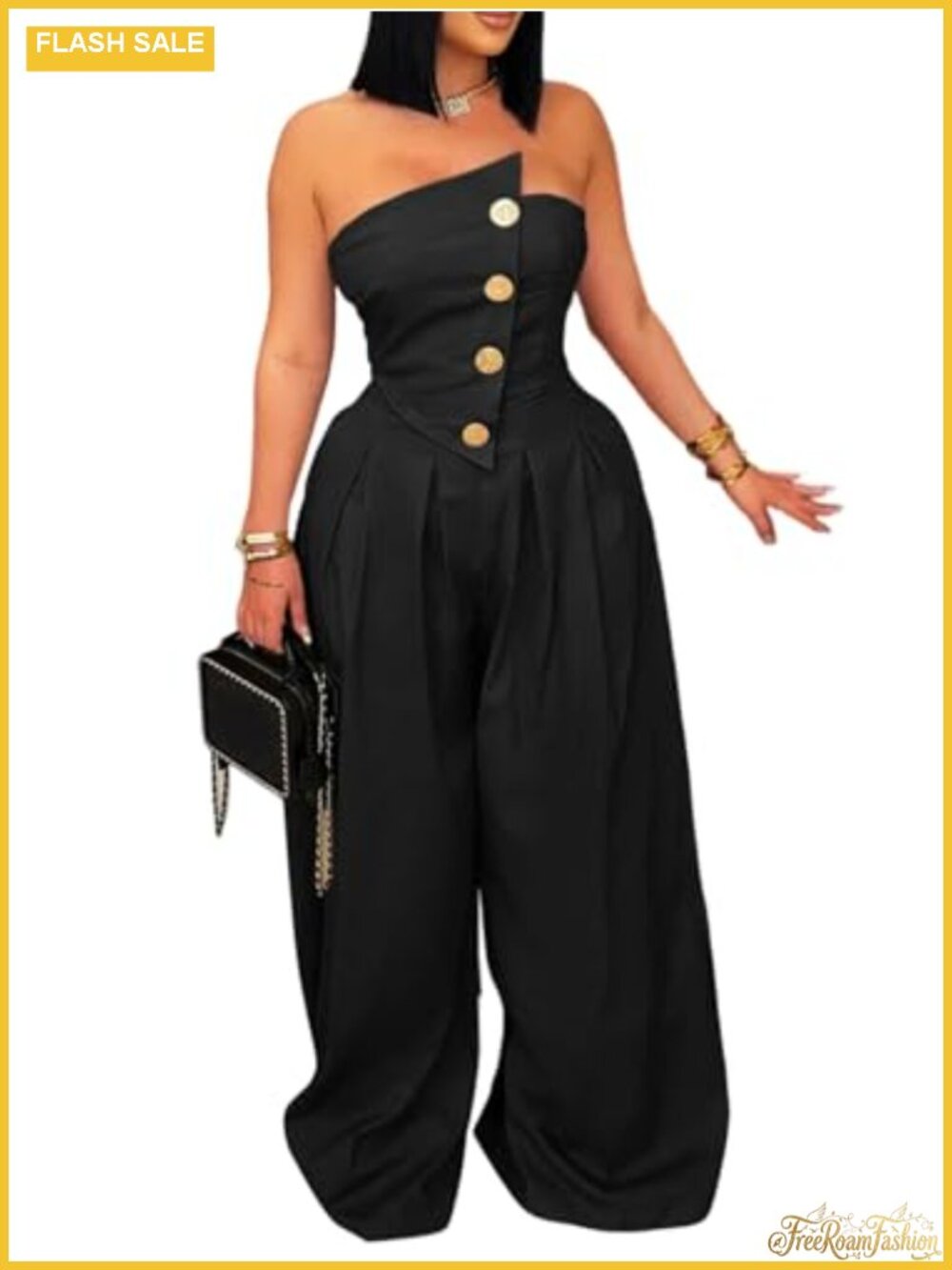 Strapless Tube Top Wide Leg Jumpsuit Summer Romper Backless Off Shoulder